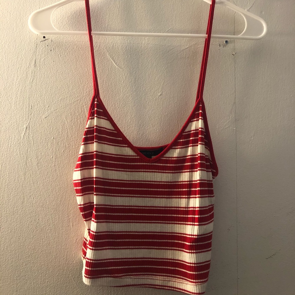 Red and White cropped top